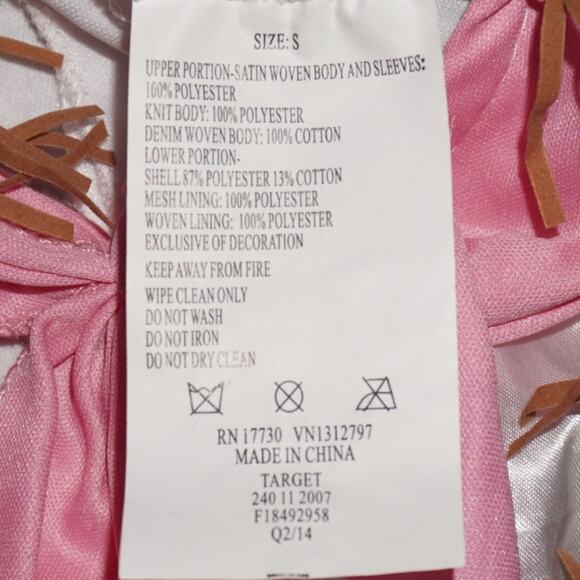 Vintage 2007 Target Scarecrow Costume Dress Blue Gingham Brown Fringe S Girl - Picture 4 of 4